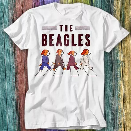 The Beagles Abbey Road Parody Zebra Crossing Beagle Dog T Shirt Top Tee 311