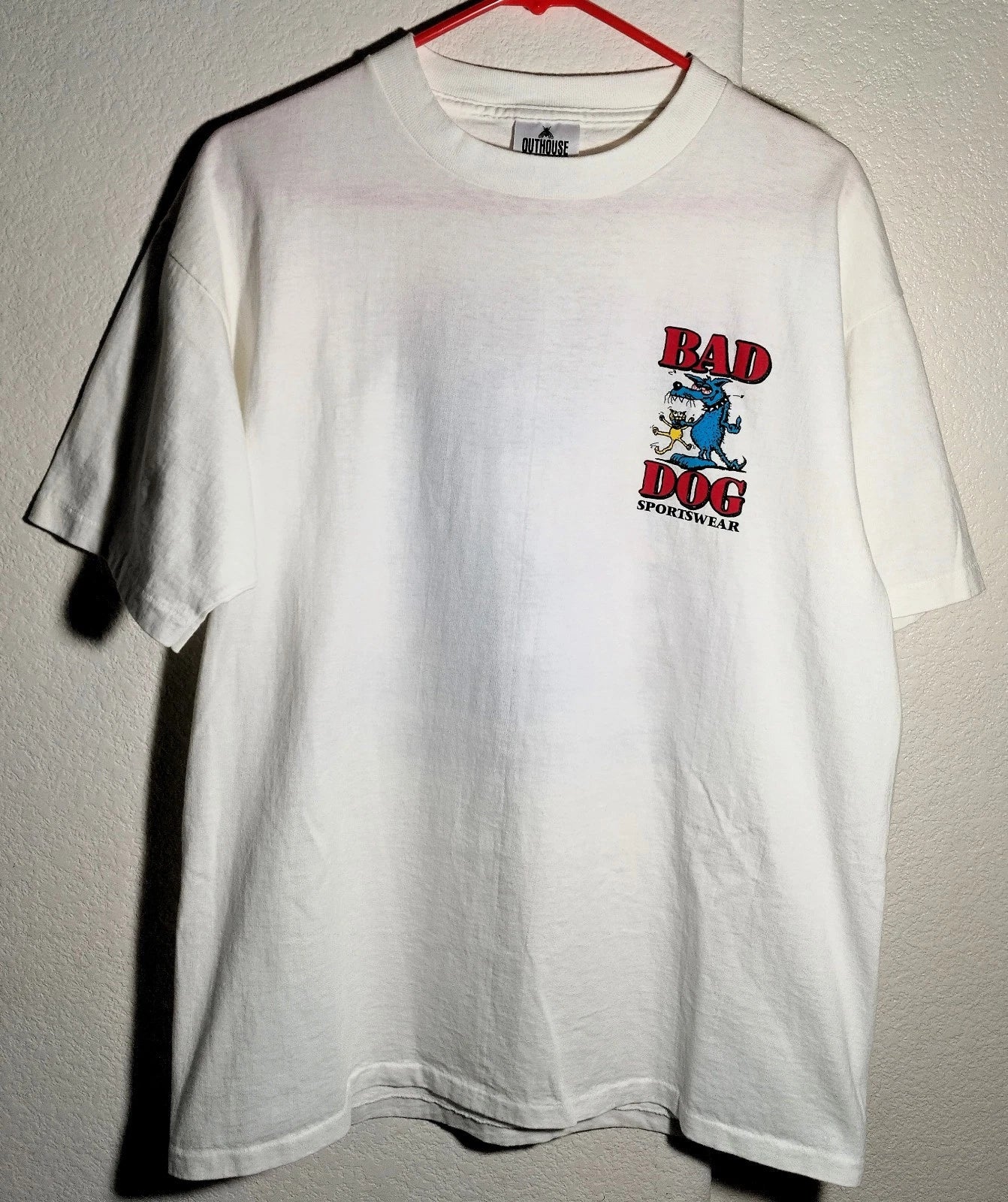 Vintage 1995 Bad Dog T-shirt Large Nos Outhouse Designs Usa Fly Signature