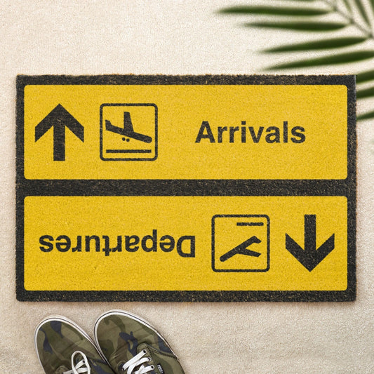 Arrivals &amp; Departures Doormat Funny Airport-themed Welcome Mat Non-slip Door Mat