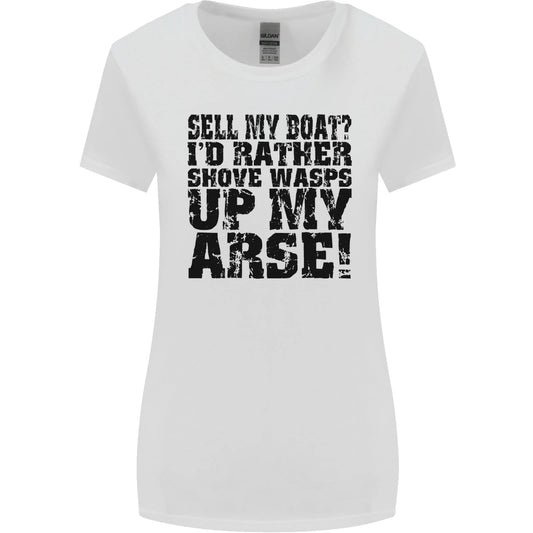 Sell My Boat Speedboat Yacht Dingy Sailing Womens Wider Cut Tshirt T-Shirt | Vintage Style | Great Gift For Fans