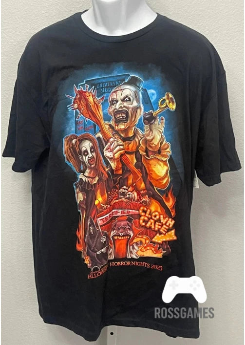 Universal Halloween Horror Nights Hhn Terrifier Art Clown Cafe Black T-shirt 2xl