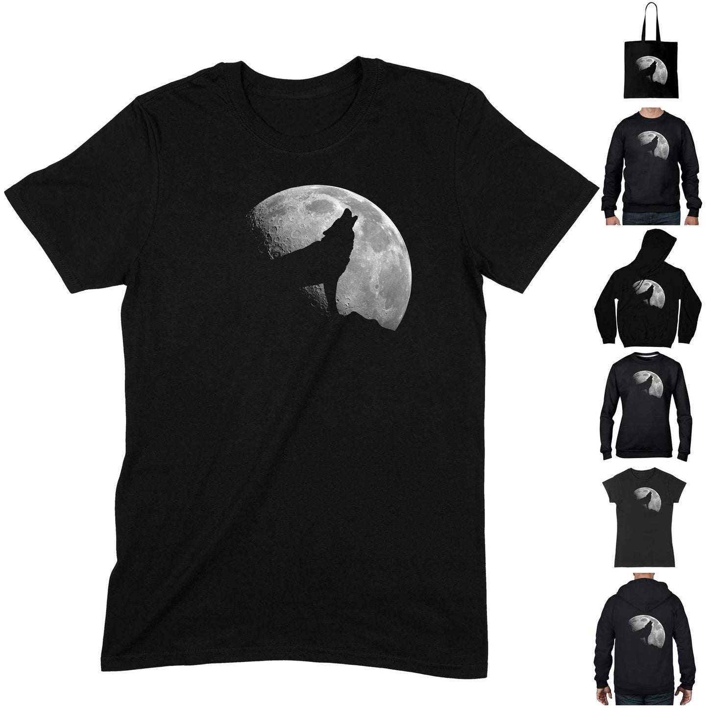 Wolf And Full Moon Silhouette Howling T Shirt - Halloween Gothic Alternative