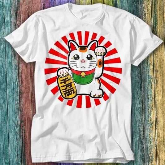 Maneki Neko Japanese Lucky Cat Chinese T Shirt Top Tee 263