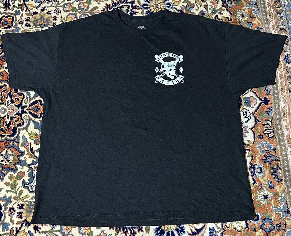 Vintage Heathen Nation Sz Xxxlarge Black Graphic Death Head Tee Shirt 4057
