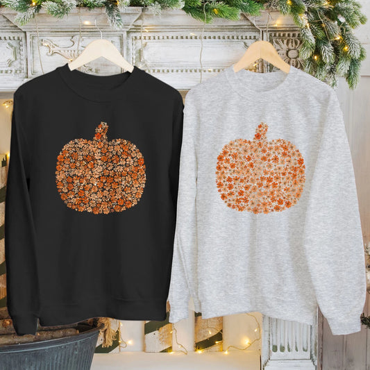 Tshirt (2094) Floral Pumpkin Halloween T-shirt Sweatshirt Spooky Season Jumper
