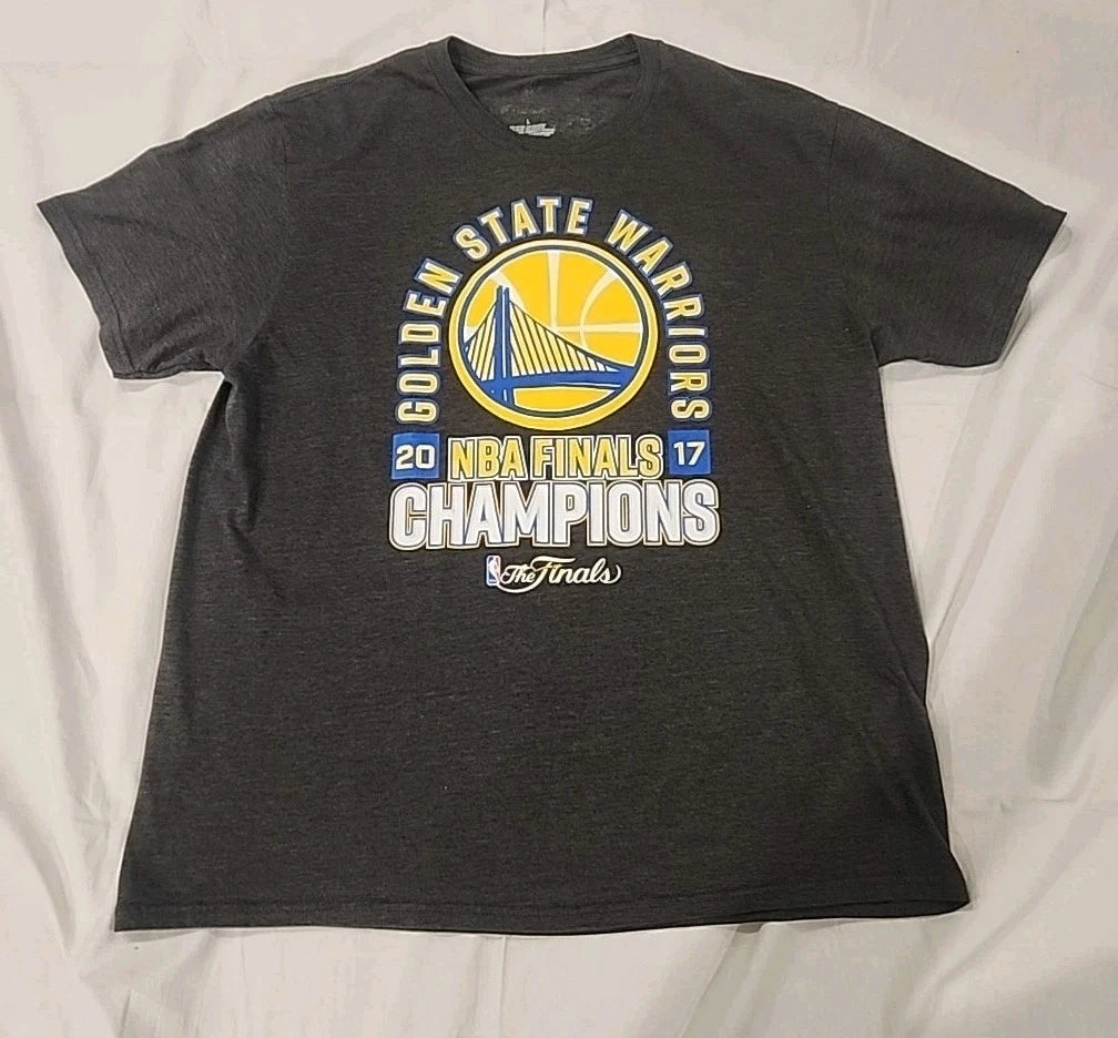 Golden State Warriors Mens Large T-shirt Fanatics 2017 Nba Finals 2 Sided Grey | Trendy Graphic Tee | Casual Unisex T-shirt