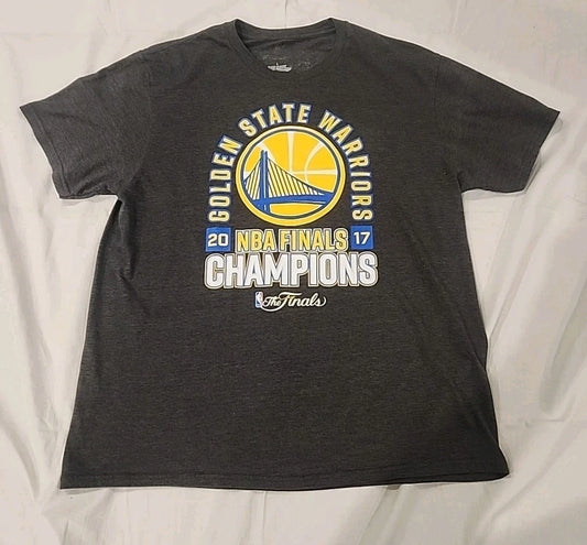 Golden State Warriors Mens Large T-shirt Fanatics 2017 Nba Finals 2 Sided Grey | Trendy Graphic Tee | Casual Unisex T-shirt