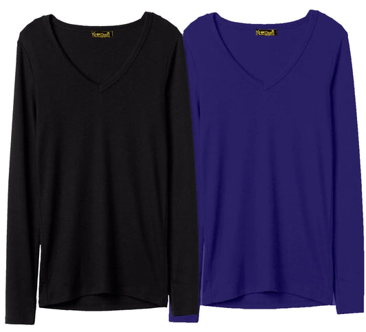 Women Ladies Long Sleeve V Neck Tops Plain Ladies Cotton Shirts Uk Size 8 To 26
