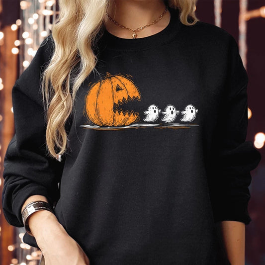 Tshirt (1930) Halloween Pumpkin Pac-man Ghost T-shirt Sweatshirt Gamer Jumper