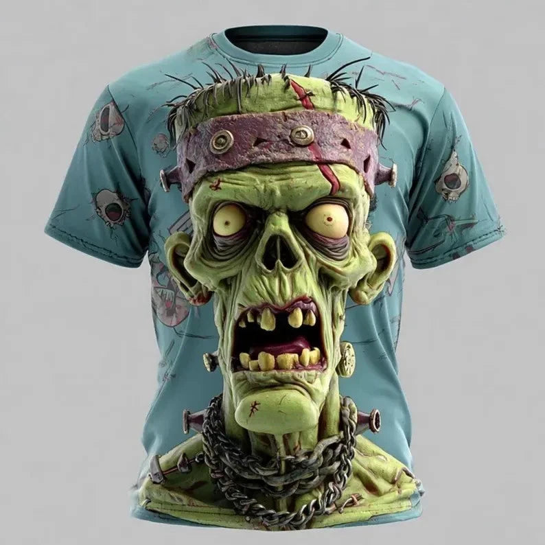 Unisex Halloween T-shirt 3d Frankenstein Monster Horror Graphic Tee