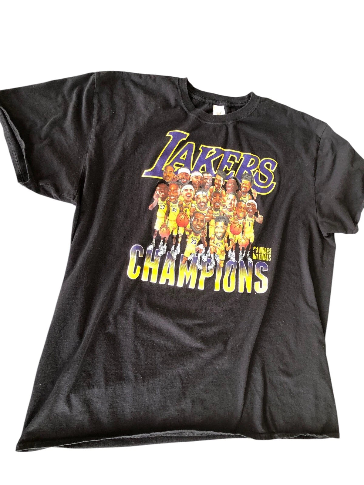 Los Angeles Lakers Fanatics 2xl Nba Finals Champions Team Caricature T-shirt | Trendy Graphic Tee | Casual Unisex T-shirt