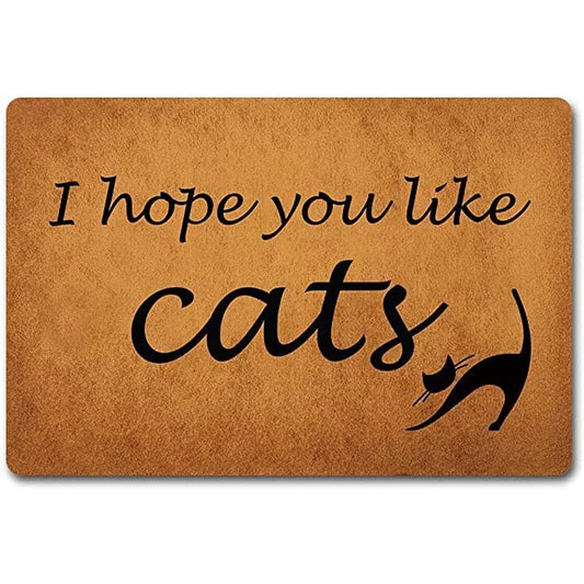 Entrance Door Mats I Hope You Like Cats Monogram Funny Welcome Mat