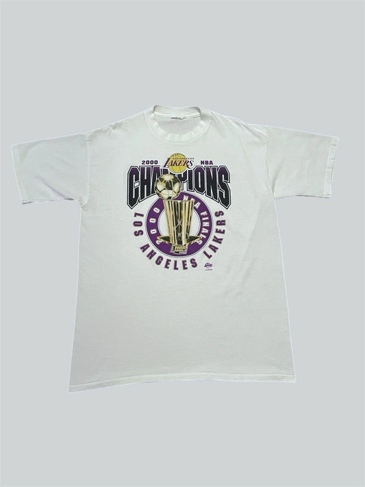 Los Angeles Lakers Nba Finals Champions 2000 Vintage Whitepurple Tshirt Size Xl | Trendy Graphic Tee | Casual Unisex T-shirt