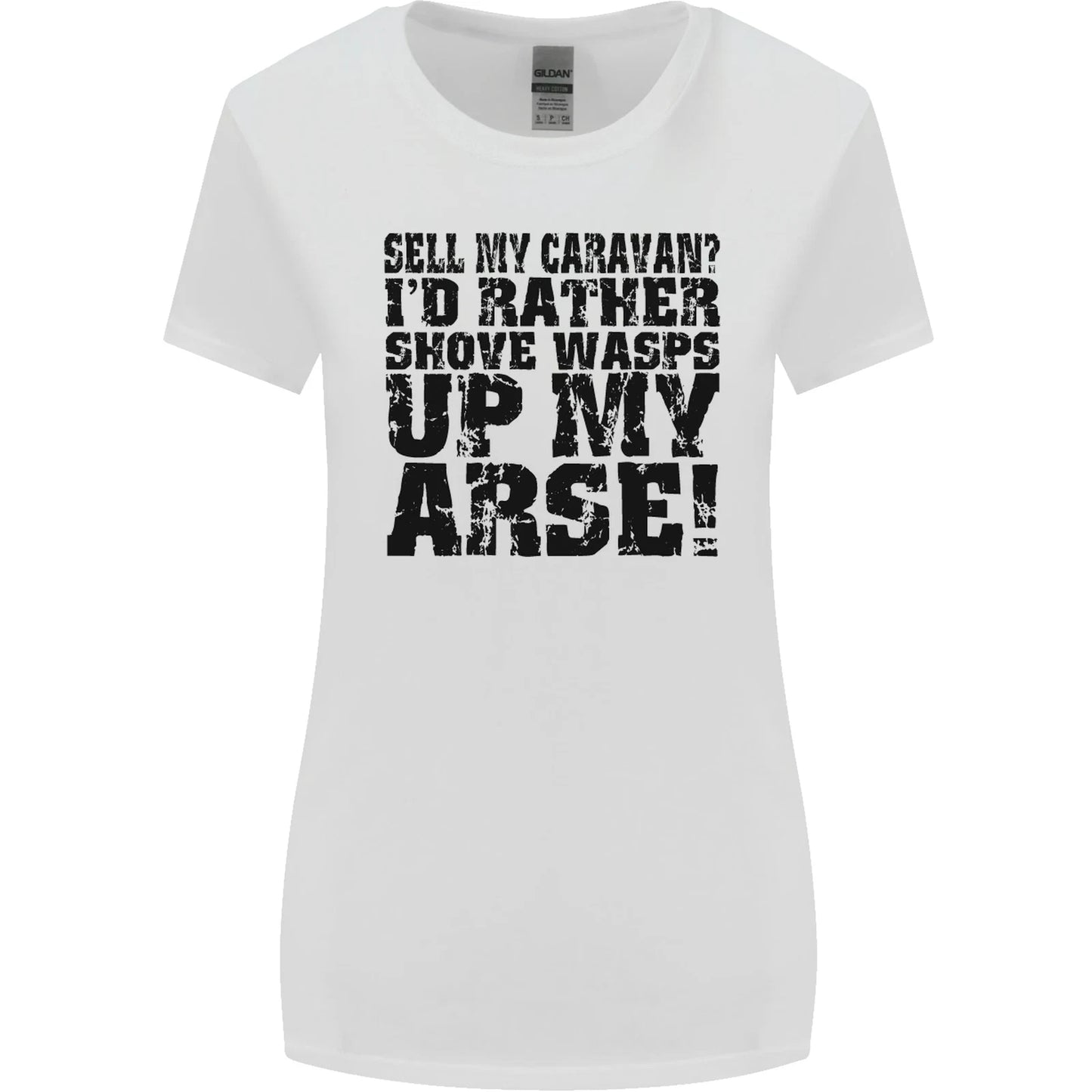 Sell My Caravan Caravanning Funny Holiday Womens Wider Cut Tshirt T-Shirt | Iconic Graphic Look | Perfect For Daily Wear