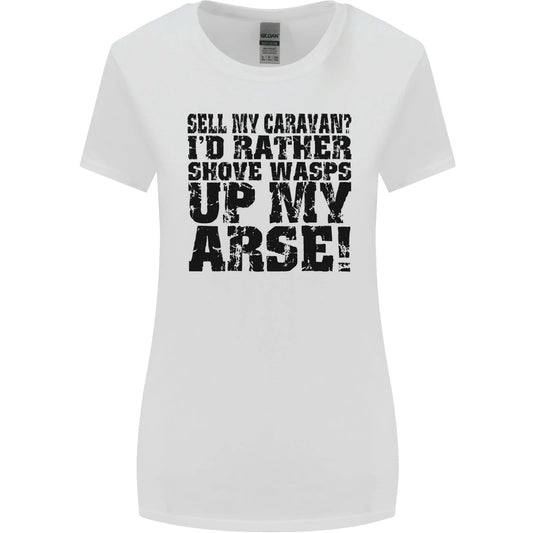 Sell My Caravan Caravanning Funny Holiday Womens Wider Cut Tshirt T-Shirt | Iconic Graphic Look | Perfect For Daily Wear