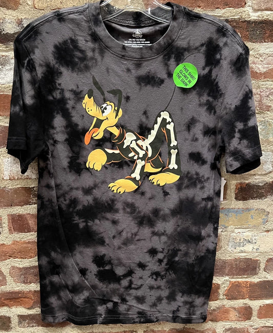 Disney Parks 2025 Halloween Pluto Skeleton Gitd Tie Dye Shirt Adult 3xl Nwt