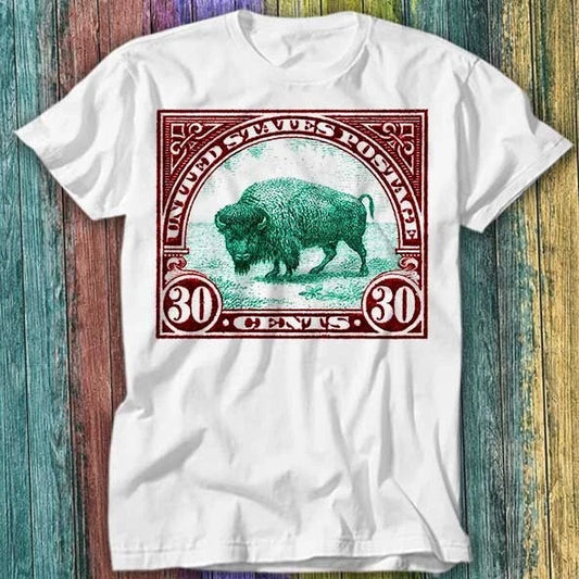 Antique 1923 U.s. American Buffalo Postage Stamp T Shirt Top Tee 560