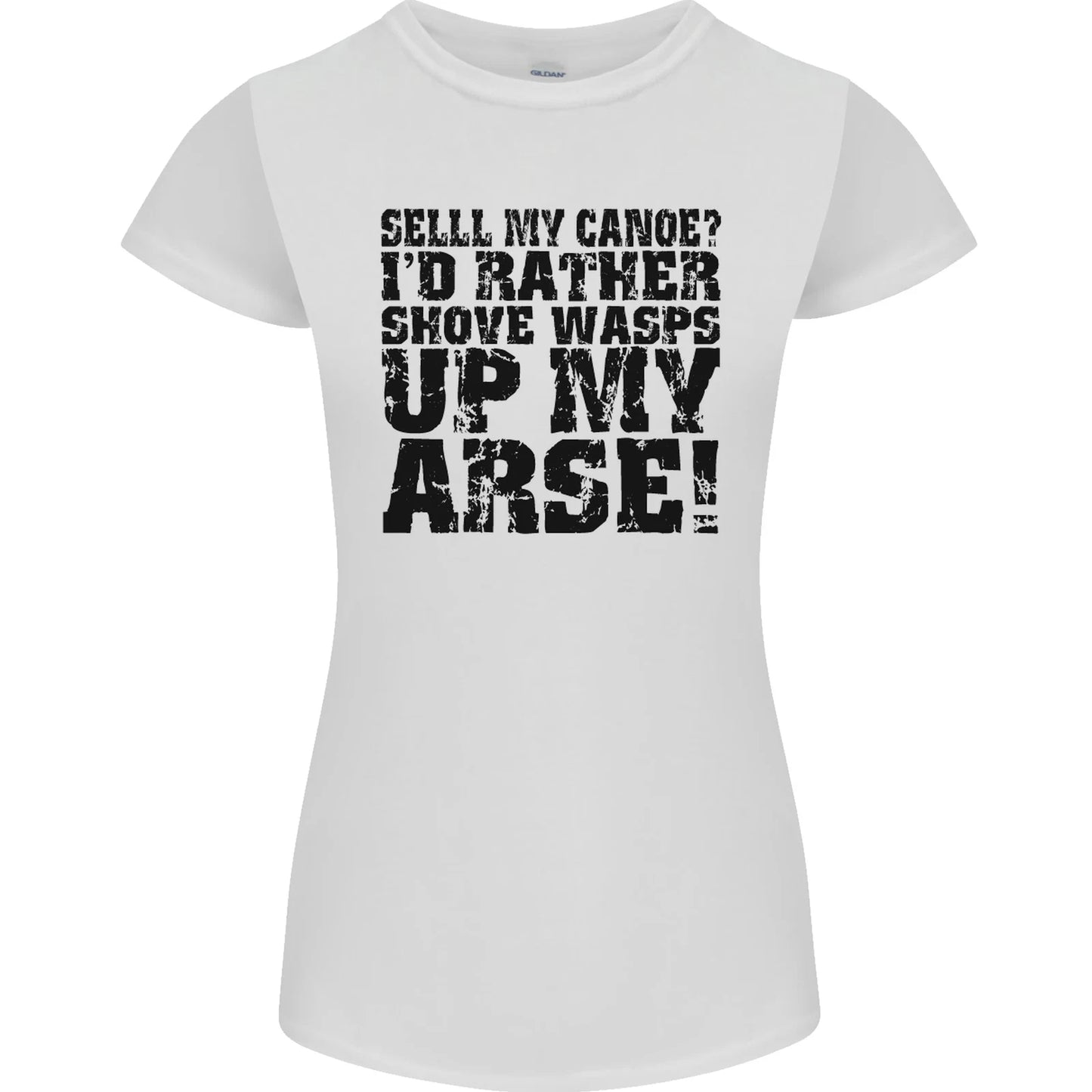 Sell My Canoe Funny Canoeing Womens Petite Cut Tshirt T-Shirt | Premium Graphic | Great Gift For Fans