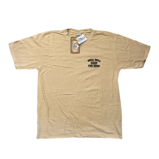 New Crazy Shirts Tshirt Men Large Mustard Beer Dyed Will Sell Wife For Beer Nwt T-Shirt | Bold Fan Favorite | Must-Have For Collectors