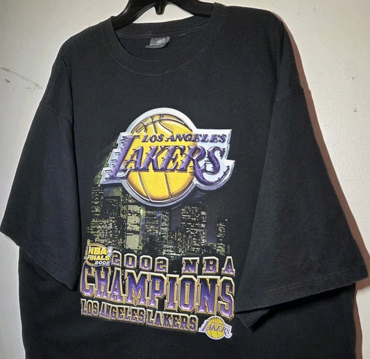 Vintage 2002 Los Angeles Lakers Nba Finals Champions 3 Peat Tee Nba Y2k La Usa | Trendy Graphic Tee | Casual Unisex T-shirt