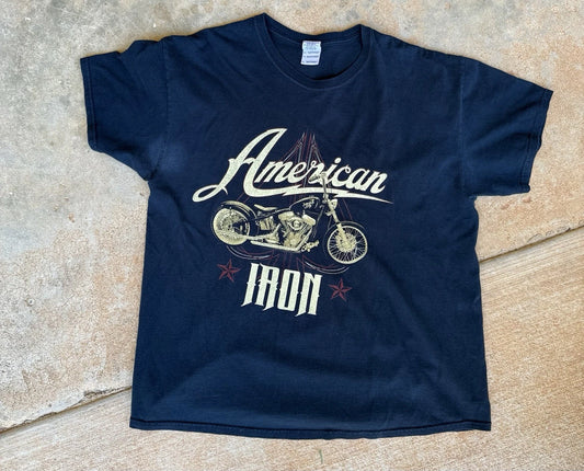 Motorcycle American Iron Chopper Tshirt Sz Xl Biker Vintage Black Graphic Tee