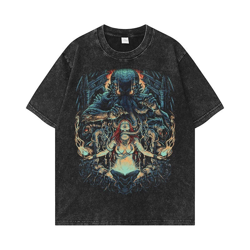 Hot Selling Printed Tshirt Mens Loose Washed And Wornout Pure Cotton Top T-Shirt | Bold Fan Favorite | Popular Graphic Edition