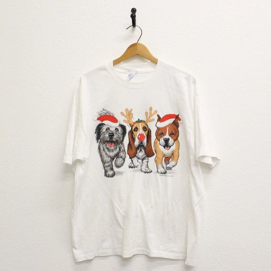 Vintage Christmas Dog T Shirt Xl