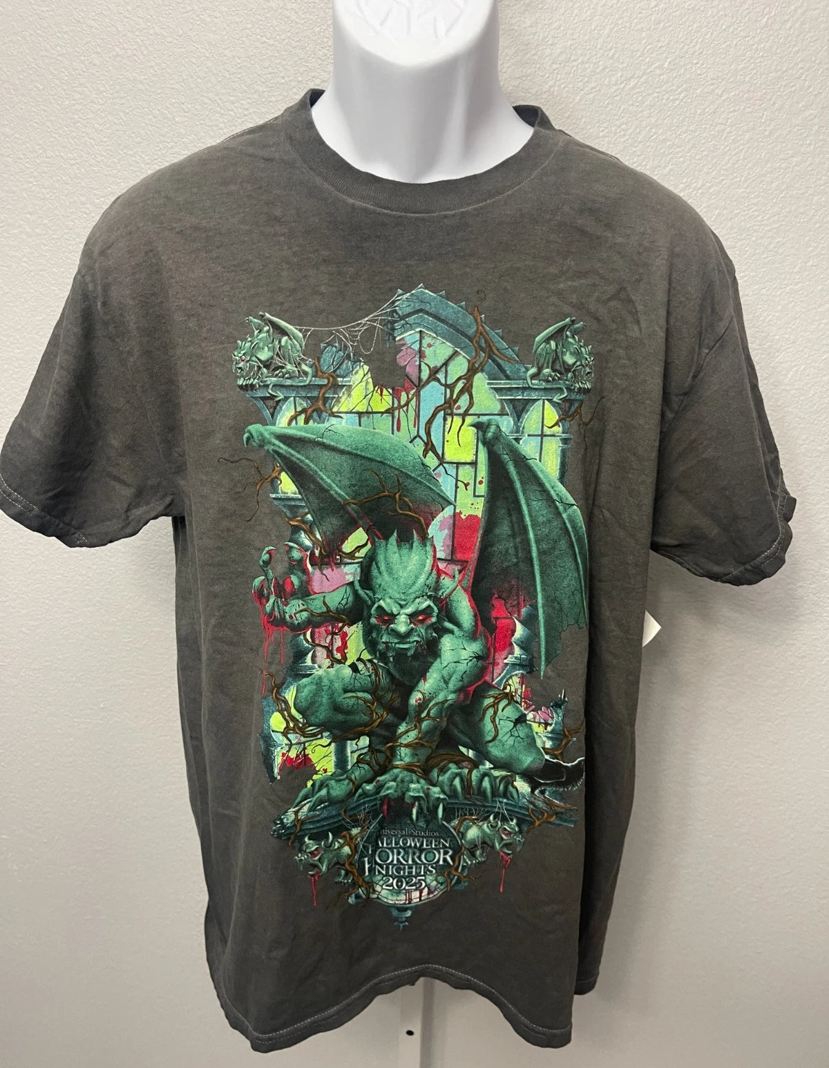 Universal Halloween Horror Nights Hhn 2025 Gargoyle Logo Coal T-shirt Nwt 2xl