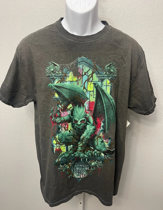 Universal Halloween Horror Nights Hhn 2025 Gargoyle Logo Coal T-shirt Nwt 2xl