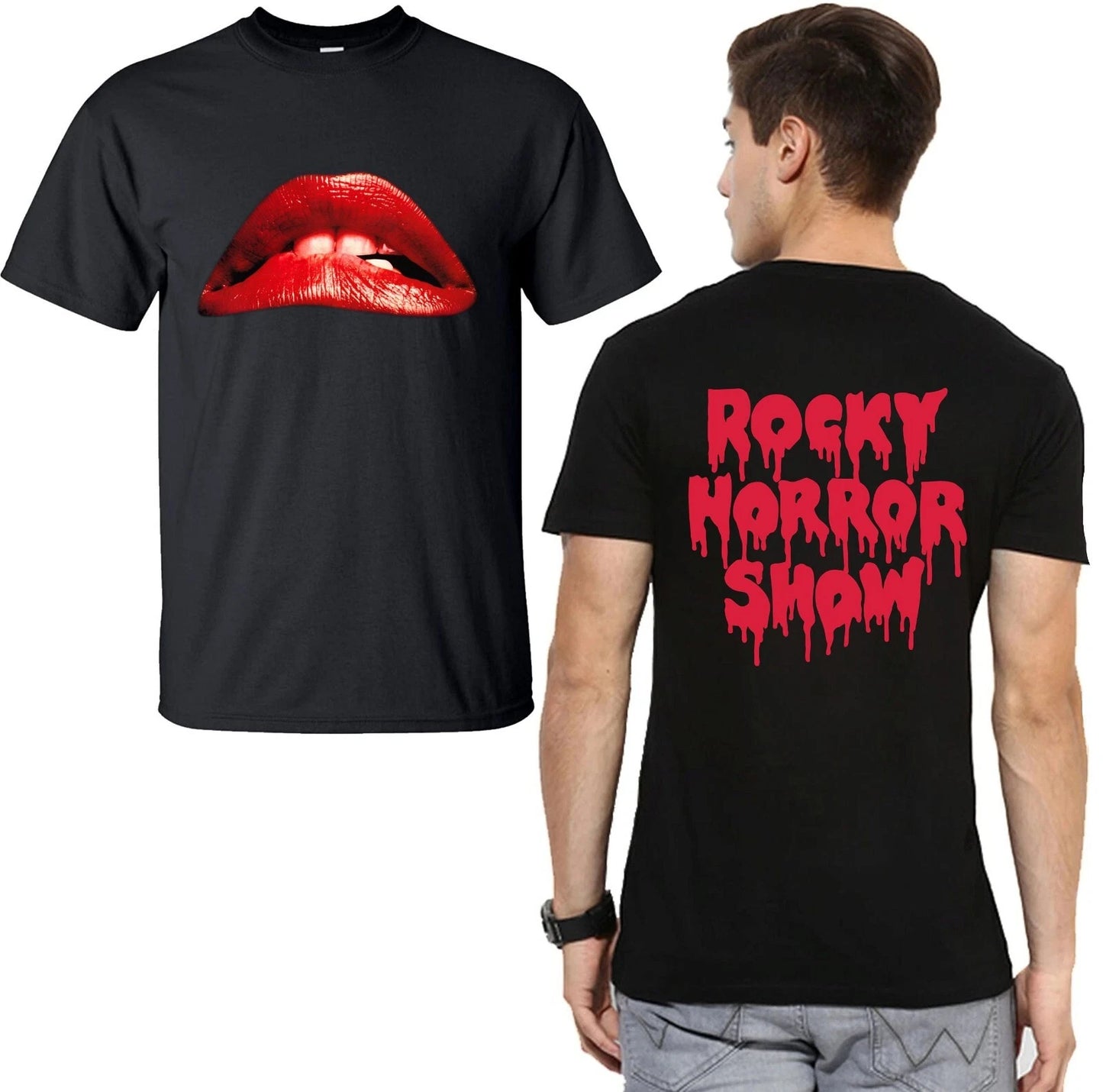 The Rocky Horror Picture Show Halloween T-shirt Front &amp; Back Horror Lips Tee Top