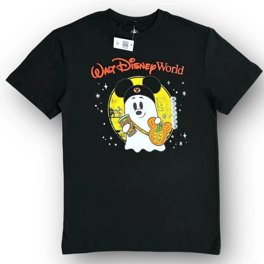 Disney Parks 2025 Halloween Mickey Mouse Ghost Pumpkin Adult T shirt Size L