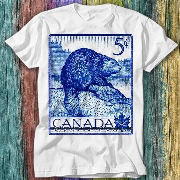 1954 Canada Beaver Postage Stamp T Shirt Top Tee 539