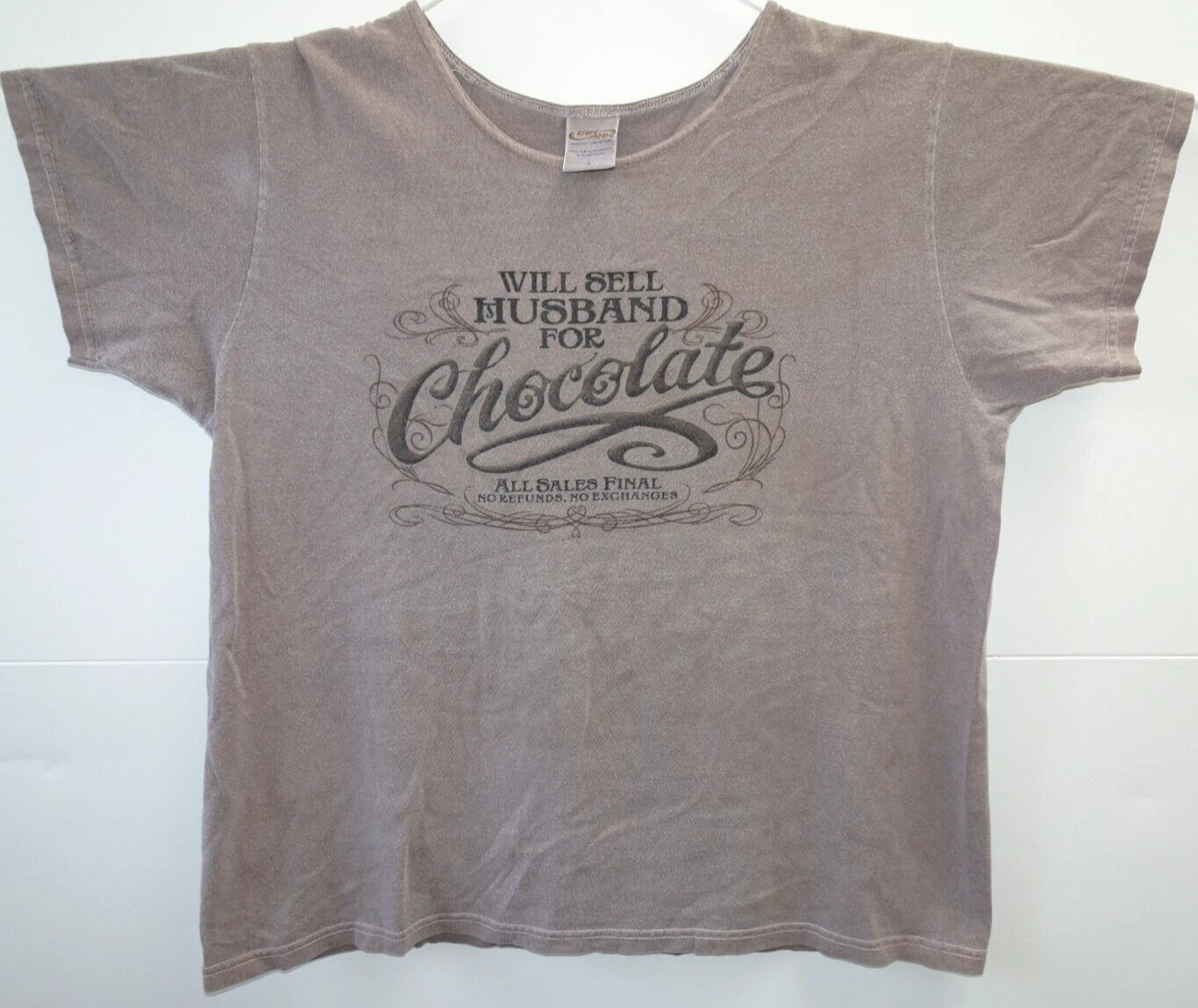 Crazy Shirts Hawaii Women Top Will Sell Husband For Chocolate Large Brown Funny T-Shirt | Top Trending Design | Perfect For Daily Wear