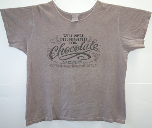 Crazy Shirts Hawaii Women Top Will Sell Husband For Chocolate Large Brown Funny T-Shirt | Top Trending Design | Perfect For Daily Wear