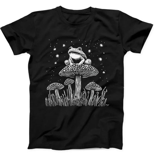 Frog Sitting On A Mushroom Best Seller Music Gift Black Tee T Shirt 316