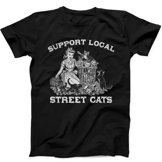 Support Local Street Cats Best Seller Funny Gift Black Tee T Shirt 171