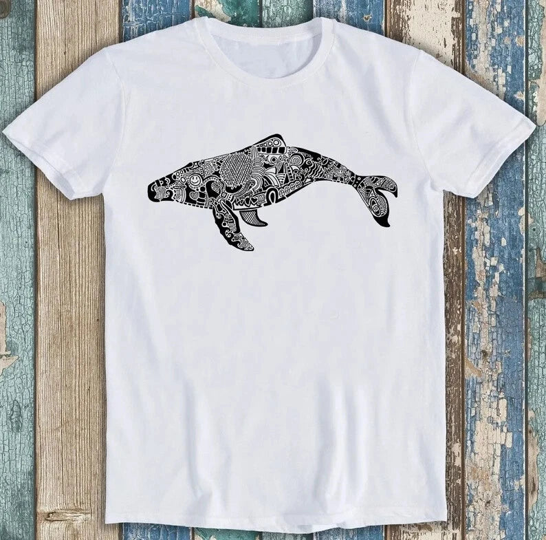 Whale Silhouette Doodle Nature Ocean Sea Best Seller Gift Tee T Shirt M1642