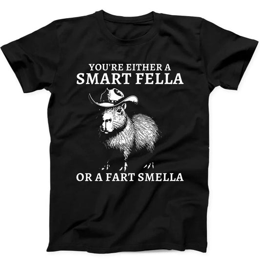 Capybara Smart Fella Or Fart Smella Best Seller Funny Gift Black Tee T Shirt 321