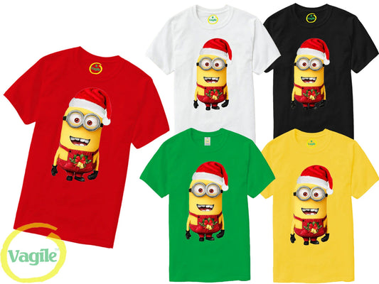 Women Men Kids Minions Santa Claus Christmas T-shirt Top Unisex Crew Neck Top