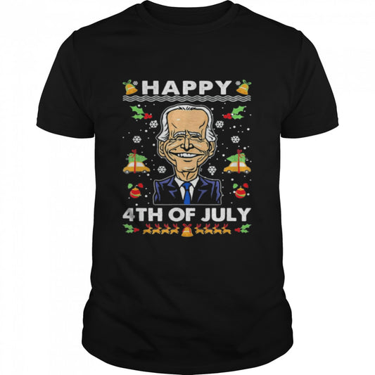 Santa Happy 4th of July Biden Ugly Christmas T Shirt