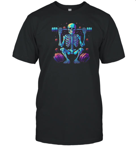 Skeleton Deadlift Halloween Costume Fitness Gym Workout T Shirt