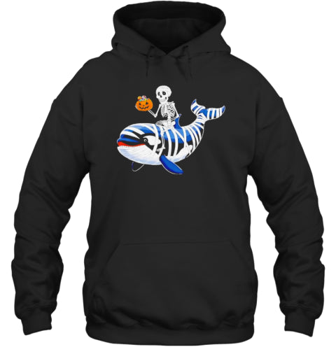 Skeleton Riding Mummy Orca Halloween Candy Whale T Shirt