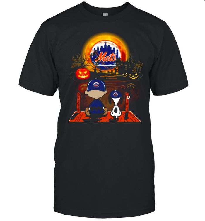 Snoopy and Charlie Brown Pumpkin New York Mets Halloween Moon shirt