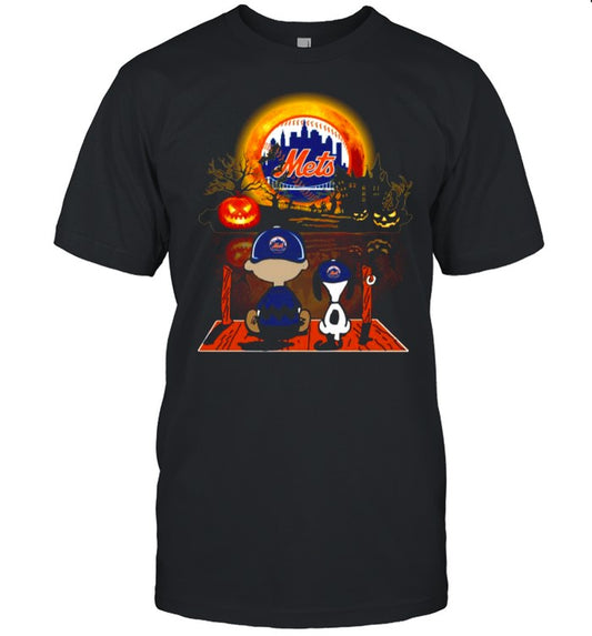 Snoopy and Charlie Brown Pumpkin New York Mets Halloween Moon shirt