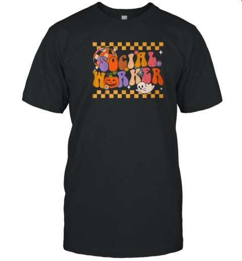 Social Worker Halloween School Social Work Retro Ghost T Shirt