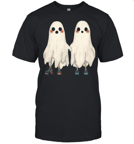 Spooky Ghost Cute Roller Skating Ghost Couple Shirt