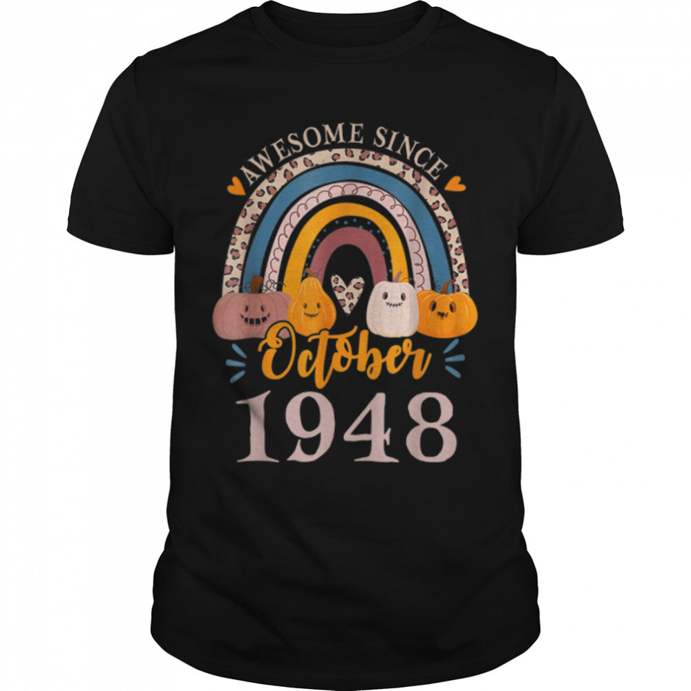 Spooky Since 1948 Scary Skeleton 74th Birthday Halloween T Shirt B0B9SWSMYF