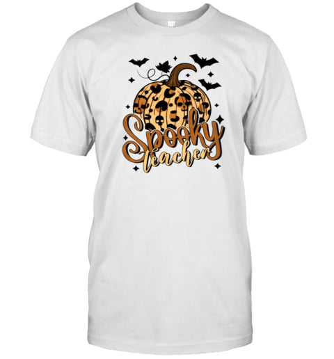 Spooky Teacher Halloween Leopard Pumpkin Design Classic T Shirt
