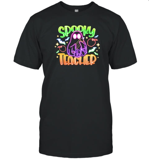 Spooky Teacher Halloween Neon Teacher T Shirt