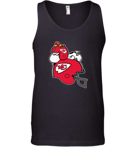 The Snoopy And Woodstock Resting On Kansas City Chiefs Helmet Tank Top